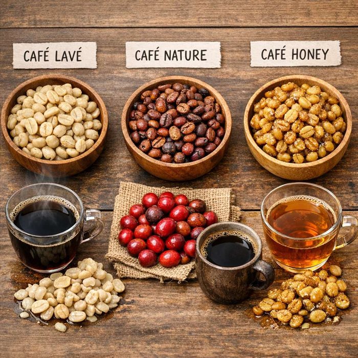 Café lavé, nature et honey : comprendre les différences