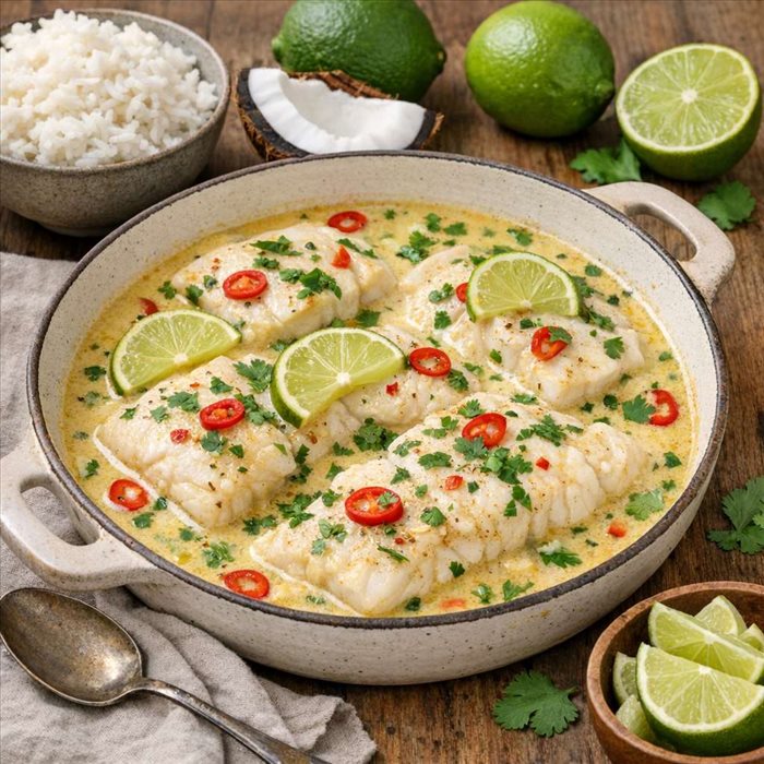 Poisson mijoté au lait de coco et citron vert : recette facile