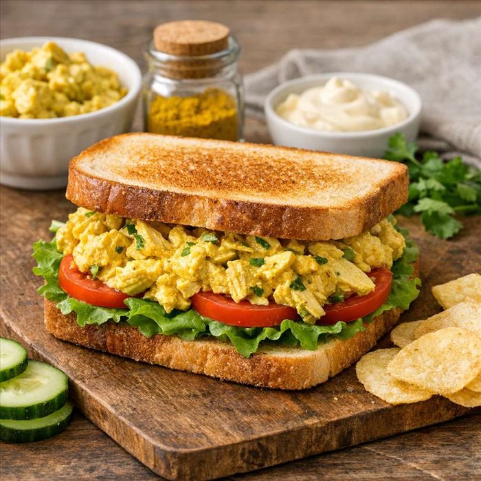 Sandwich au poulet curry : recette facile, rapide et savoureuse