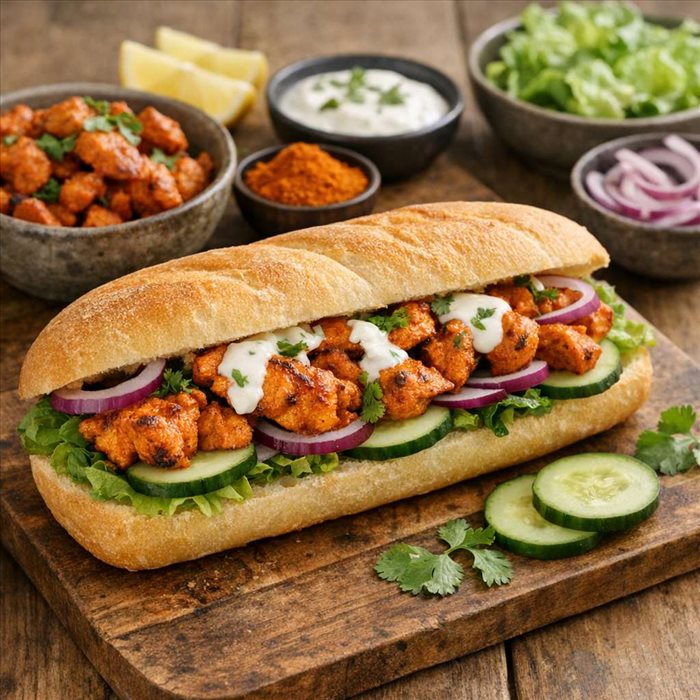 Sandwich au poulet tandoori : recette facile et savoureuse